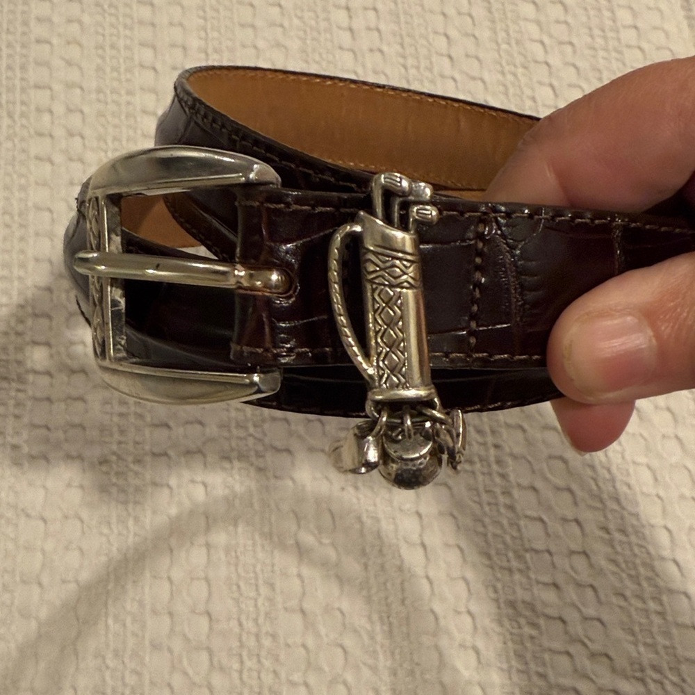 SZ XL 36 Brighton Brown Leather Golf Trinket Belt (B1)